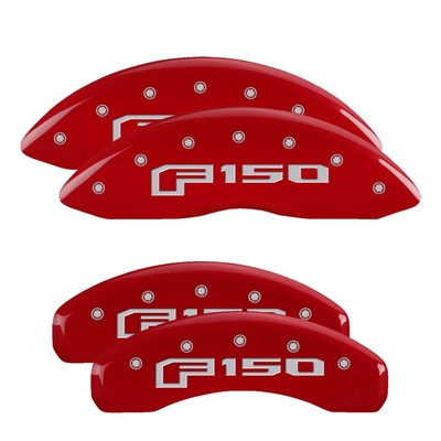 MGP Front And Rear Brake Caliper Covers (Red Finish, Silver F-150) - 10239SF16RD