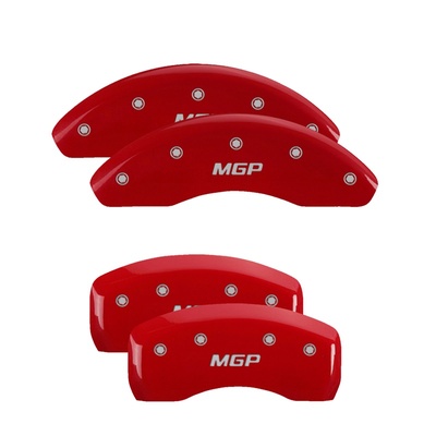 MGP Front And Rear Brake Caliper Covers (Red Finish, Silver MGP) - 11002SMGPRD
