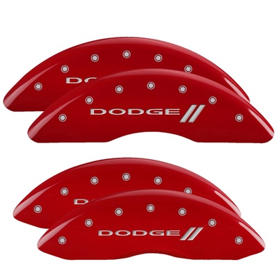 MGP Front And Rear Brake Caliper Covers (Red Finish, Silver Dodge Ll) - 12124SDD3RD