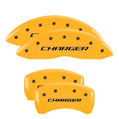 MGP Front And Rear Brake Caliper Covers (Yellow Finish, Black Charger (Block)) - 12162SCHBYL