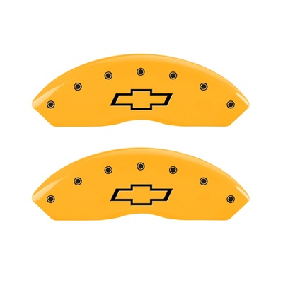 MGP Front Brake Caliper Covers (Yellow Finish, Black Bowtie) - 14003FBOWYL