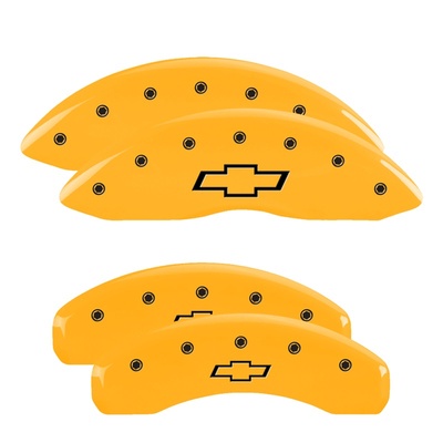 MGP Front And Rear Brake Caliper Covers (Yellow Finish, Black Bowtie) - 14005SBOWYL