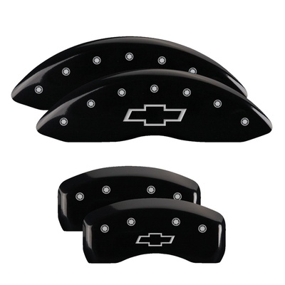 MGP Front And Rear Brake Caliper Covers (Black Finish, Silver Bowtie) - 14006SBOWBK