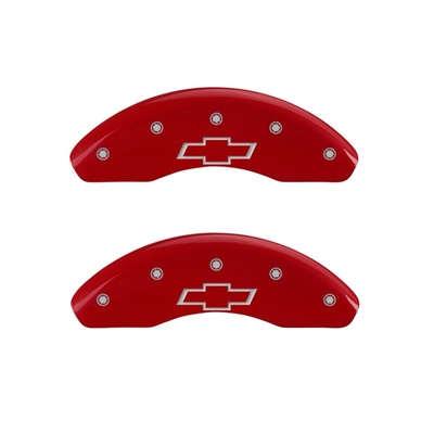 MGP Front Brake Caliper Covers (Red Finish, Silver Bowtie) - 14213FBOWRD