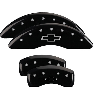 MGP Front And Rear Brake Caliper Covers (Black Finish, Silver Bowtie) - 14214SBOWBK