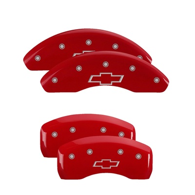 MGP Front And Rear Brake Caliper Covers (Red Finish, Silver Bowtie) - 14220SBOWRD