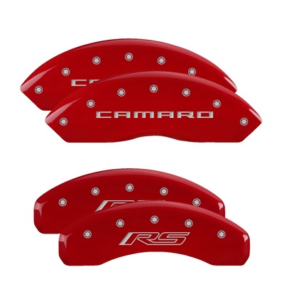 MGP Front And Rear Brake Caliper Covers (Red Finish, Silver Camaro / RS (Gen 5/6)) - 14240SCR5RD