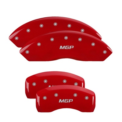 MGP Front And Rear Brake Caliper Covers (Red Finish, Silver MGP) - 15202SMGPRD