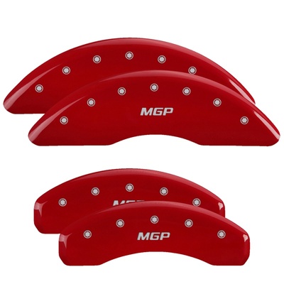 MGP Front And Rear Brake Caliper Covers (Red Finish, Silver MGP) - 15215SMGPRD