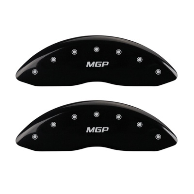 MGP Front Brake Caliper Covers (Black Finish, Silver MGP) - 16222FMGPBK