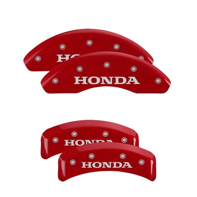 MGP Front And Rear Brake Caliper Covers (Red Finish, Silver Honda) - 20130SHONRD