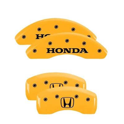 MGP Front And Rear Brake Caliper Covers (Yellow Finish, Black Honda / H Logo) - 20197SHOHYL