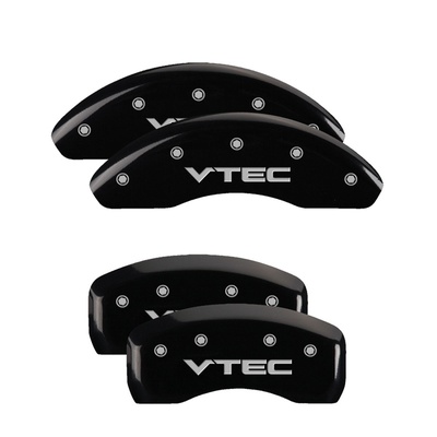 MGP Front And Rear Brake Caliper Covers (Black Finish, Silver VTEC) - 20197SVTCBK