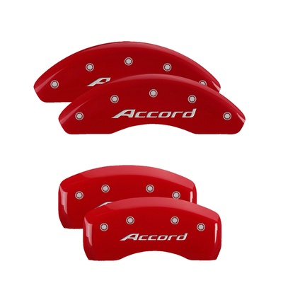 MGP Front And Rear Brake Caliper Covers (Red Finish, Silver Accord) - 20214SACCRD