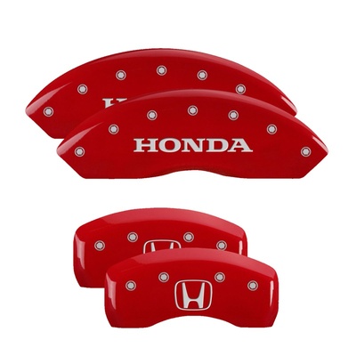 MGP Front And Rear Brake Caliper Covers (Red Finish, Silver Honda / H Logo) - 20216SHOHRD