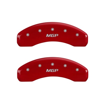 MGP Rear Brake Caliper Covers (Red Finish, Silver MGP) - 25049RMGPRD