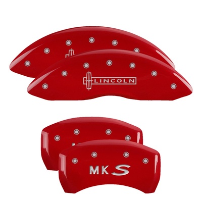 MGP Front And Rear Brake Caliper Covers (Red Finish, Silver Lincoln / MKS) - 36019SLCSRD