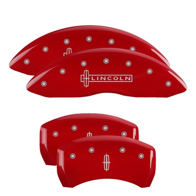 MGP Front And Rear Brake Caliper Covers (Red Finish, Silver Lincoln / Star Logo) - 36020SLC1RD
