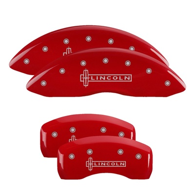 MGP Front And Rear Brake Caliper Covers (Red Finish, Silver Lincoln) - 36021SLCNRD