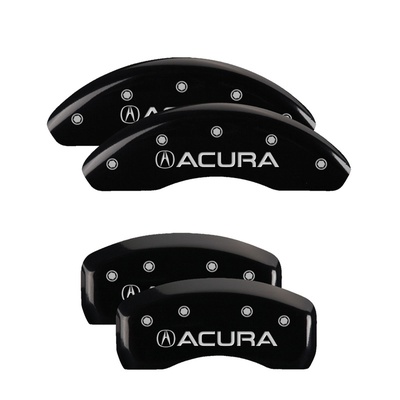 MGP Front And Rear Brake Caliper Covers (Black Finish, Silver Acura) - 39019SACUBK