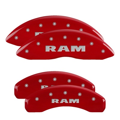 MGP Front And Rear Brake Caliper Covers (Red Finish, Silver RAM) - 55001SRAMRD