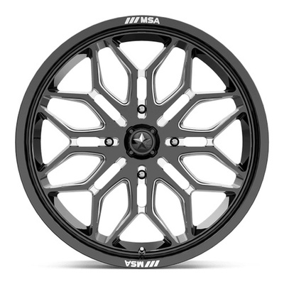 MSA Offroad Wheels M47 Sniper Wheel, 22x7 With 4 On 137 Bolt Pattern - Gloss Black Milled - MA047BE22704810