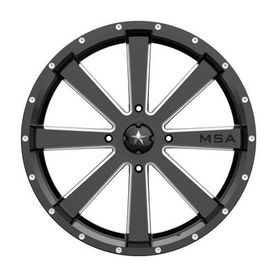 MSA Wheels M34 Flash, 22x7 With 4 On 137 Bolt Pattern - Black / Milled - M34-022737M