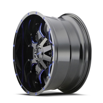 Mayhem Warrior Wheel, 20x9 With 8 On 180 Bolt Pattern - Black W/ Prism Blue - 8015-2978BTB