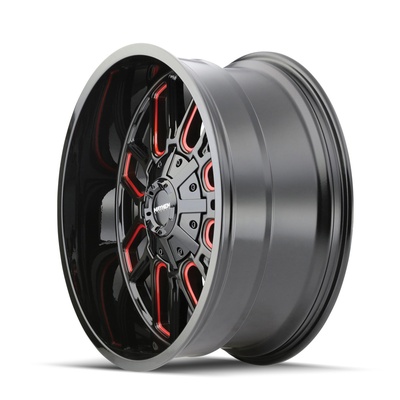 Mayhem Cogent Wheel, 18x9 With 8 On 165.1/170 Bolt Pattern - Black W/Prism Red - 8107-8976BTR