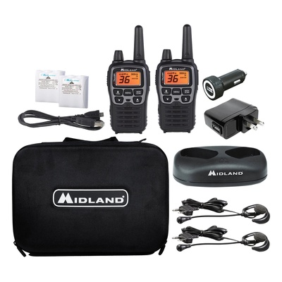 Midland Radio Pair Of T77 FRS Radios In Carrying Case With Boom Microphone Headsets - T77VP5