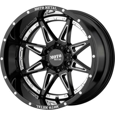 MO993 Hydra Wheel, 20x9 with 5x127 Bolt Pattern - Gloss Black Milled - Moto Metal MO99329050300
