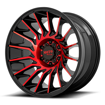 Moto Metal MO807 Shockwave Wheel, 22x12 With 6 On 5.5 Bolt Pattern - Black / Machined / Red - MO80722268944N