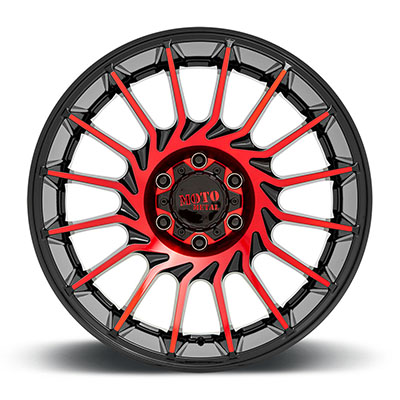 Moto Metal MO807 Shockwave Wheel, 22x12 With 6 On 5.5 Bolt Pattern - Black / Machined / Red - MO80722268944N