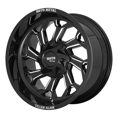 Moto Metal MO999 Wheel, 20x10 With 5 On 5.5 / 5 On 150 Bolt Pattern - Black / Milled - MO99921086318N