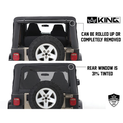 Overland Vehicle Systems King 4WD Premium Replacement Soft Top Without Upper Doors With Tinted Windows (Black Diamond) - 14010235