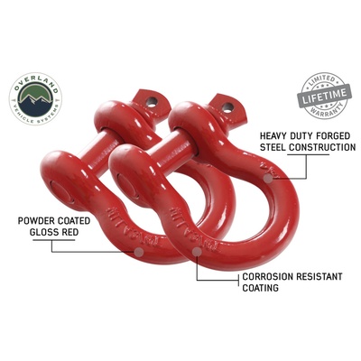 Overland Vehicle Systems 3/4 Recovery Shackles (Red) - 19010204