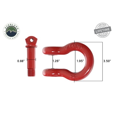 Overland Vehicle Systems 3/4 Recovery Shackles (Red) - 19010204