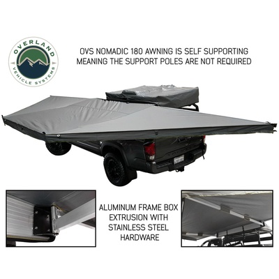 Overland Vehicle Systems Nomadic 180 Awning With Bracket Kit For Mid-High Roofline - 19609908