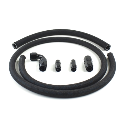 PSC Steering Remote Reservoir Hose Kit With Hydroboost 2X #6 JIC RTN #10 JIC Feed Black Fittings - HK2110-6-10-BB