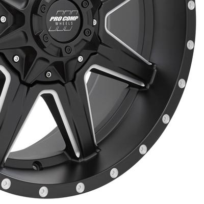 Pro Comp 48 Series Quick 8, 20×9 Wheel with 8×6.5 Bolt Pattern – Satin Black Milled – 5148-298250 view 2
