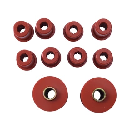 Prothane Front Spring Eye And Shackle Bushing Kit (Red) - 1-1002