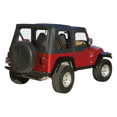 RT Off-Road Replacement Soft Top With Clear Windows And Upper Door Skins (Black Denim) - RT10315