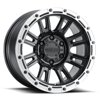 Raceline Wheels 956BS Compass, 17x9 With 8 On 170 Bolt Pattern - Satin Black With Silver Ring - 956BS-79081-12