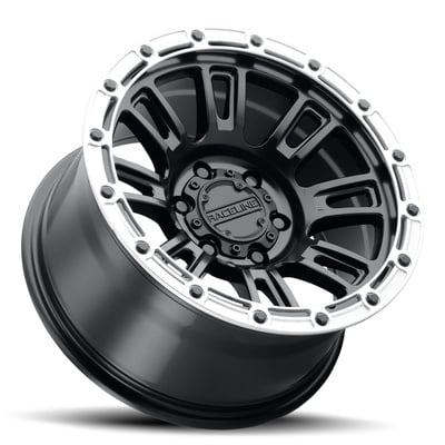 Raceline Wheels 956BS Compass, 17x9 With 8 On 165.1 Bolt Pattern - Satin Black With Silver Ring - 956BS-79080-12