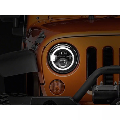 Raxiom Axial Series LED Halo Headlights With DRL And Amber Turn Signals - Black Housing - Clear Lens - J108037