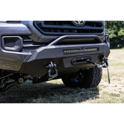 Rough Country Front Hybrid Bumper With 12000lb Winch And 20 LED Light Bar/White DRL (Black) - 10727