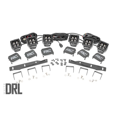 Rough Country 2 Cube Triple LED Fog Light Kit With White DRL (Black) - 70700DRL