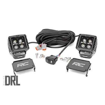 Rough Country Black Series 2 Square Cree LED Lights With Cool White DRL - 70903BLKDRL