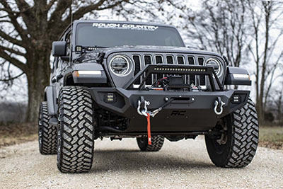 Rough Country Trail Winch Front Bumper (Black) - 10585