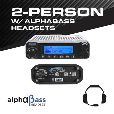Rugged Radios 2-Person 696 Complete Communication System With AlphaBass Headsets - 696-2P-H28-M1